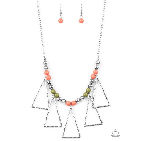 Terra Nouveau Beaded Silver Necklace Earrings Set